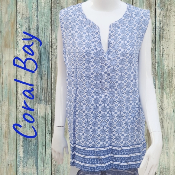 Coral Bay blue Sleeveless Blouse - Picture 1 of 6